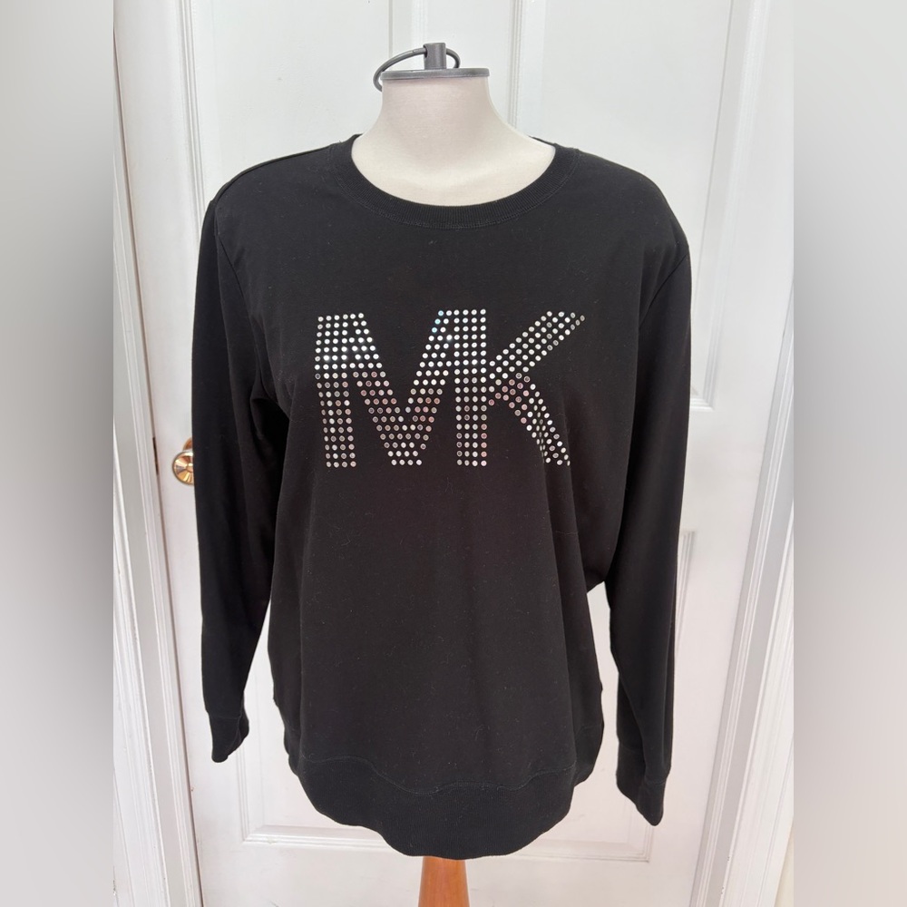 Michael Kors Black Crewneck Sweater/sweatshirt with Silver Accents